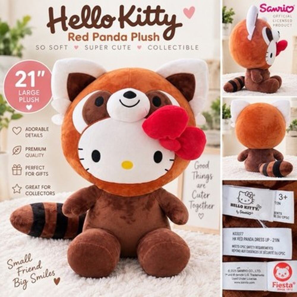 Hello Kitty Red Panda Plush Large 21” Fiesta Sanrio K03077 Large Dress Up RARE